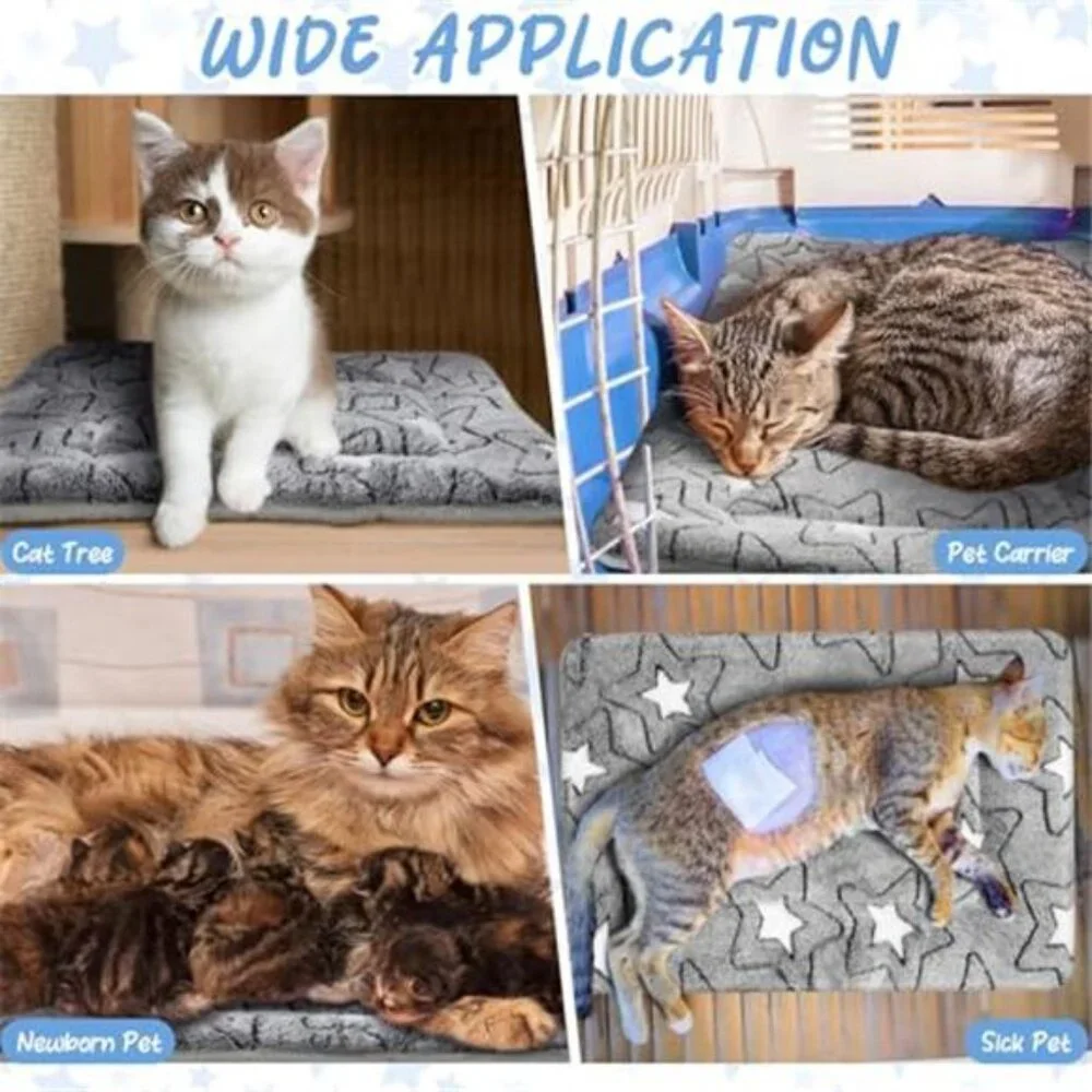Self Warming Cat Mat 2 Pack Thermal Pet Bed Pad Reversible Machine Washable